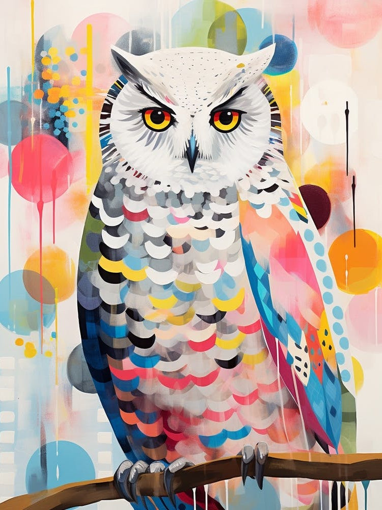 Bird Painting Collage Snowy Owl 1