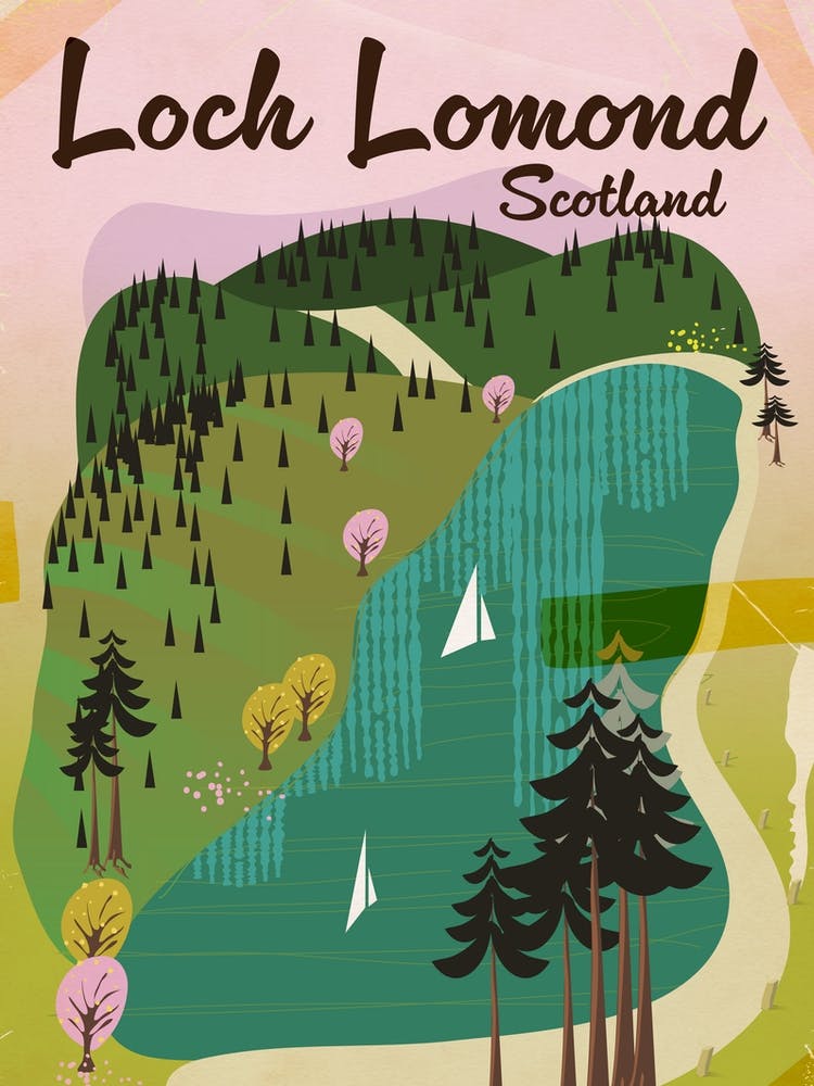 Loch Lamond Écosse - Carte Affiche de Voyage