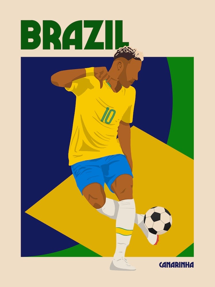 Brazil World Cup Football Retro Illustration