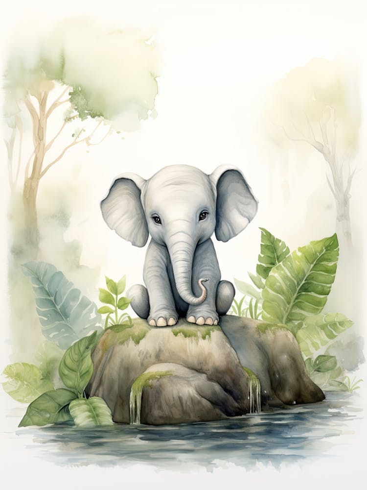 Elephant Painting Meditating Watercolour 3