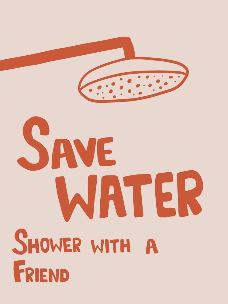 Save Water Shower With A Friend Cheeky Orange Bathroom