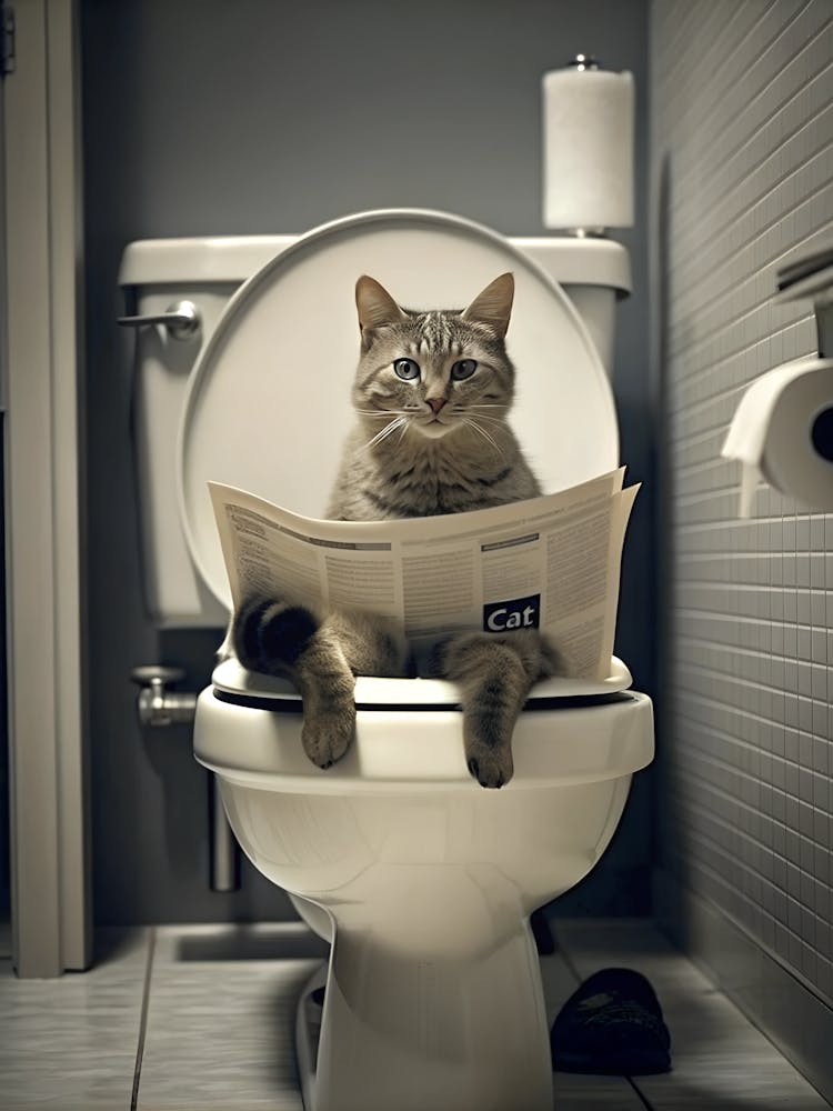 Cat On The Toilet Bathroom, Cat Lover Gift Funny Bathroom