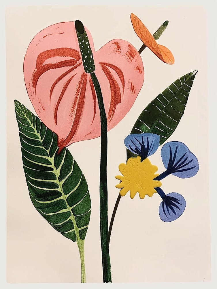 Painted Florals Flamingo Flower 4