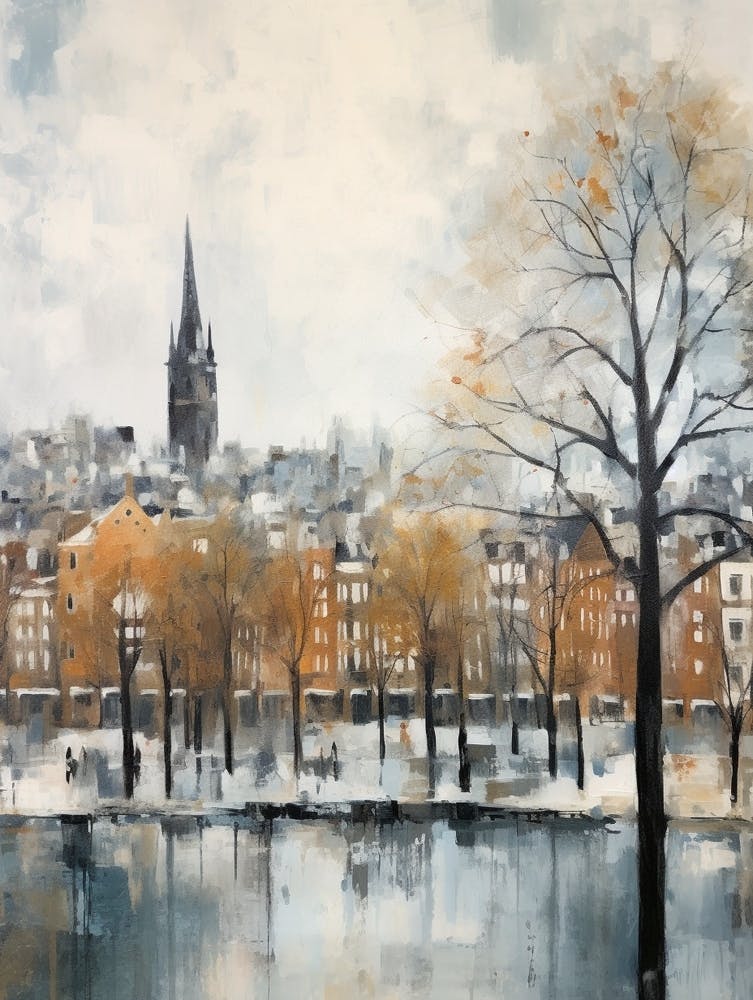 Winter City Park Painting Westerpark Amsterdam Netherlands 1