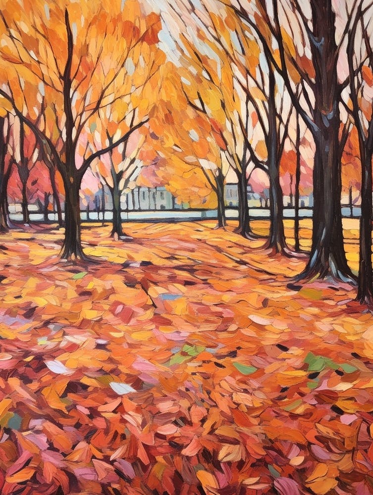 Autumn City Park Painting Parc Jean Drapeau Montreal Canada