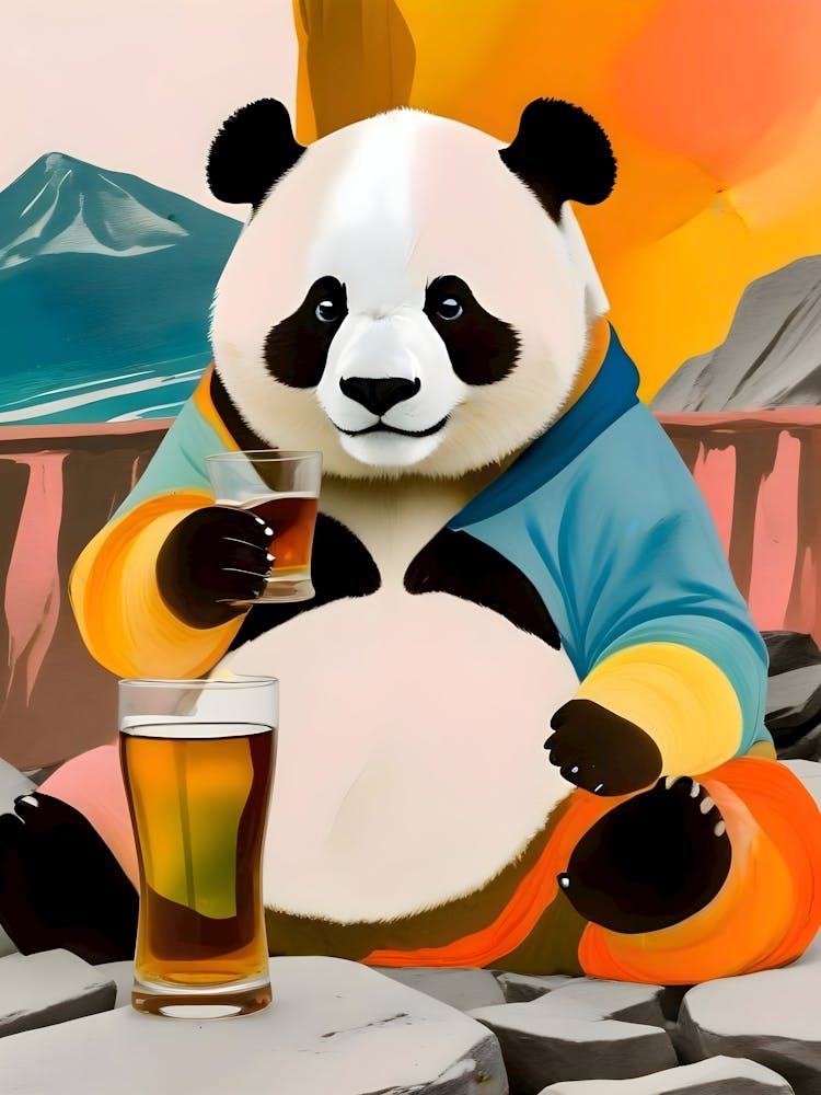 Panda in Bierlaune