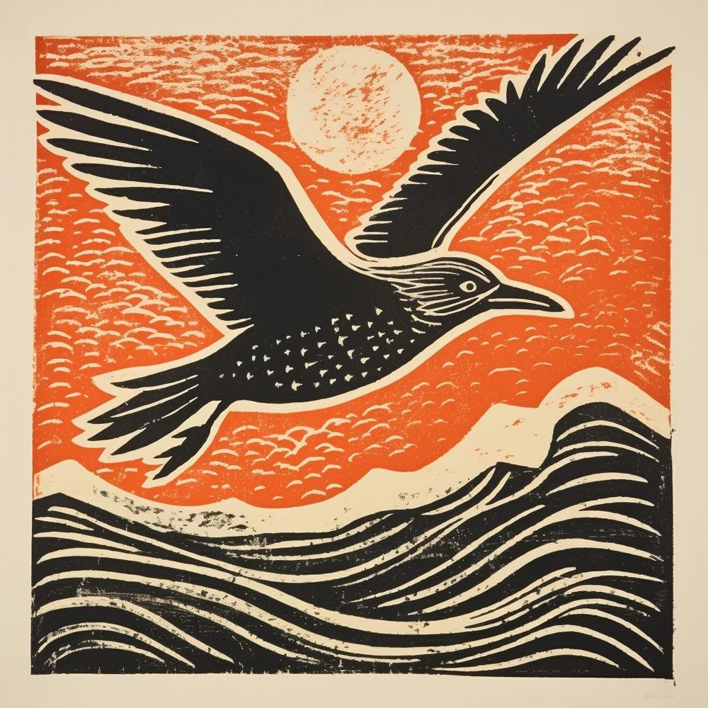 Retro Bird Lithograph Seagull 3