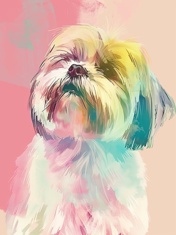 Shih Tzu Dog Pastel Line Painting 3