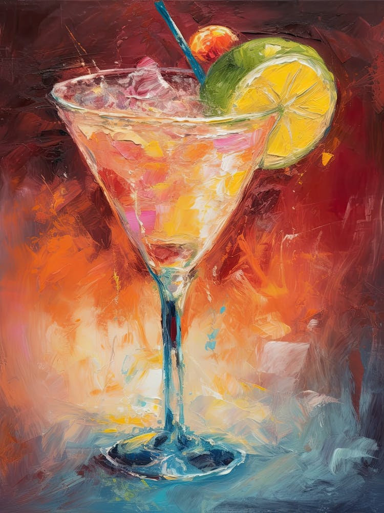 Frozen Margarita Cocktail Oil Painting 2