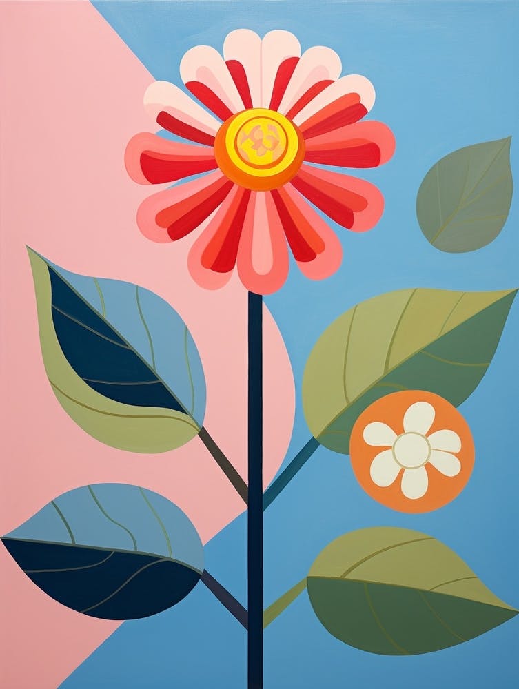 Zinnia 4 Hilma Af Klint Inspired Pastel Flower Painting