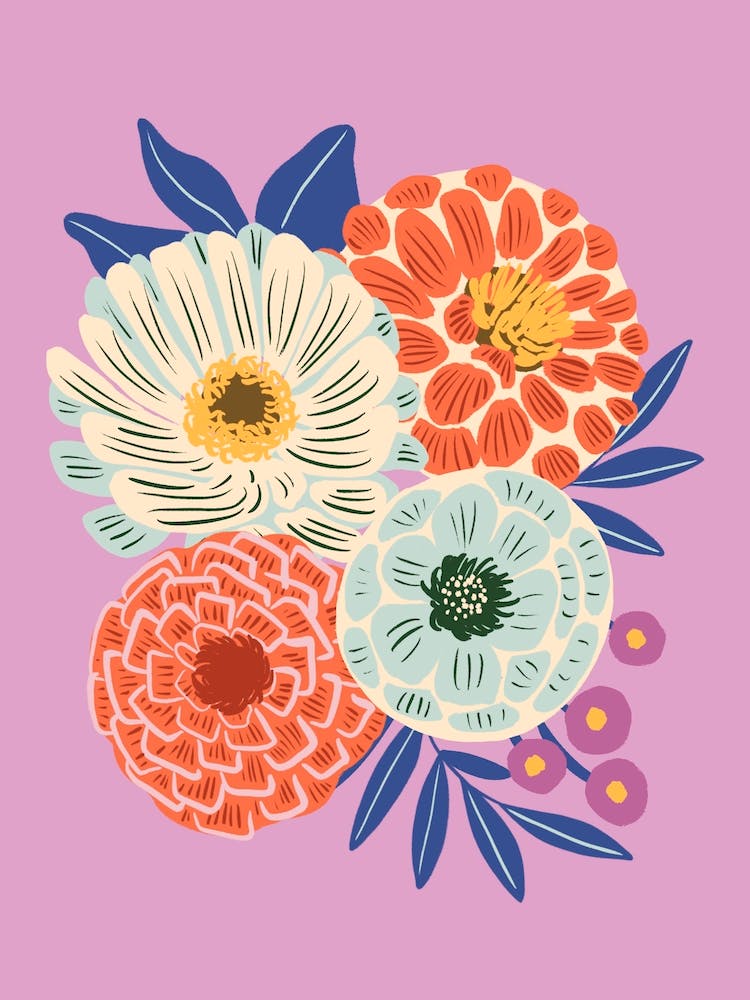 Blossom Floral Bouquet Mauve