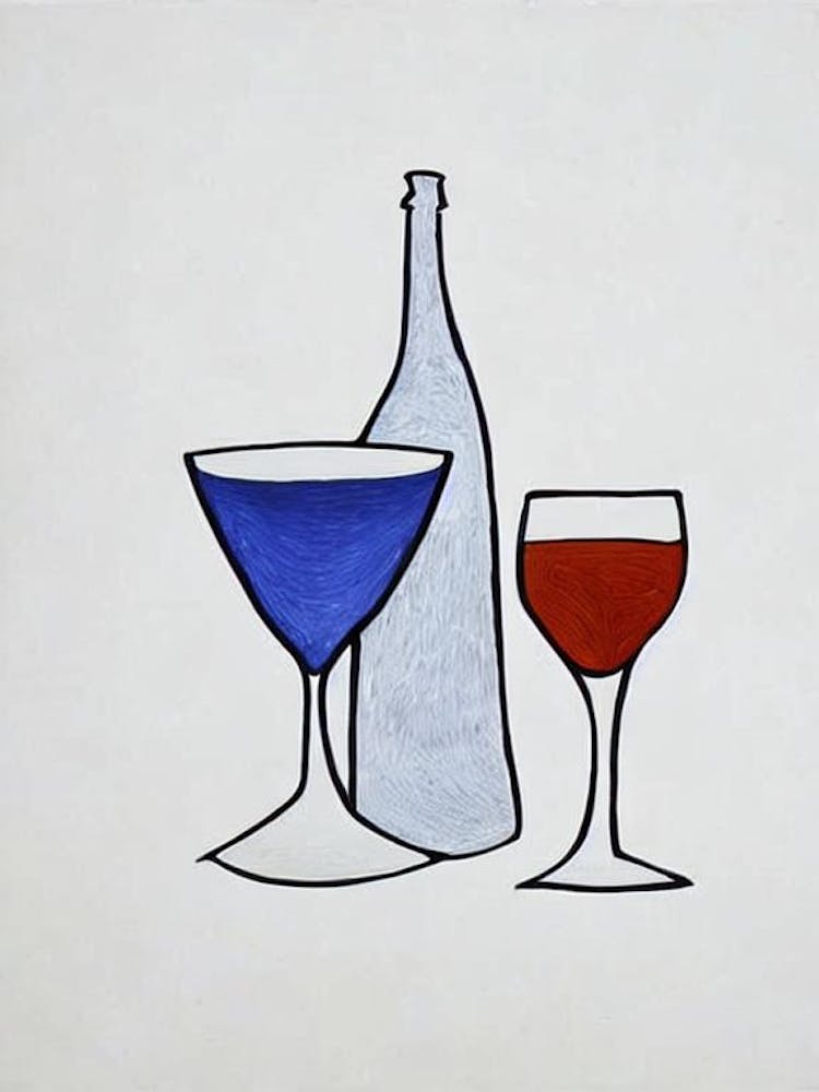 Assyrtiko Picasso 2 Line Drawing Cocktail Poster