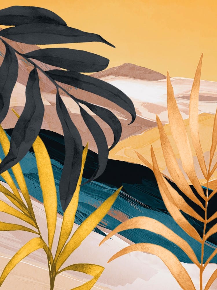 Modern Abstract Art Tropical Leaves 5