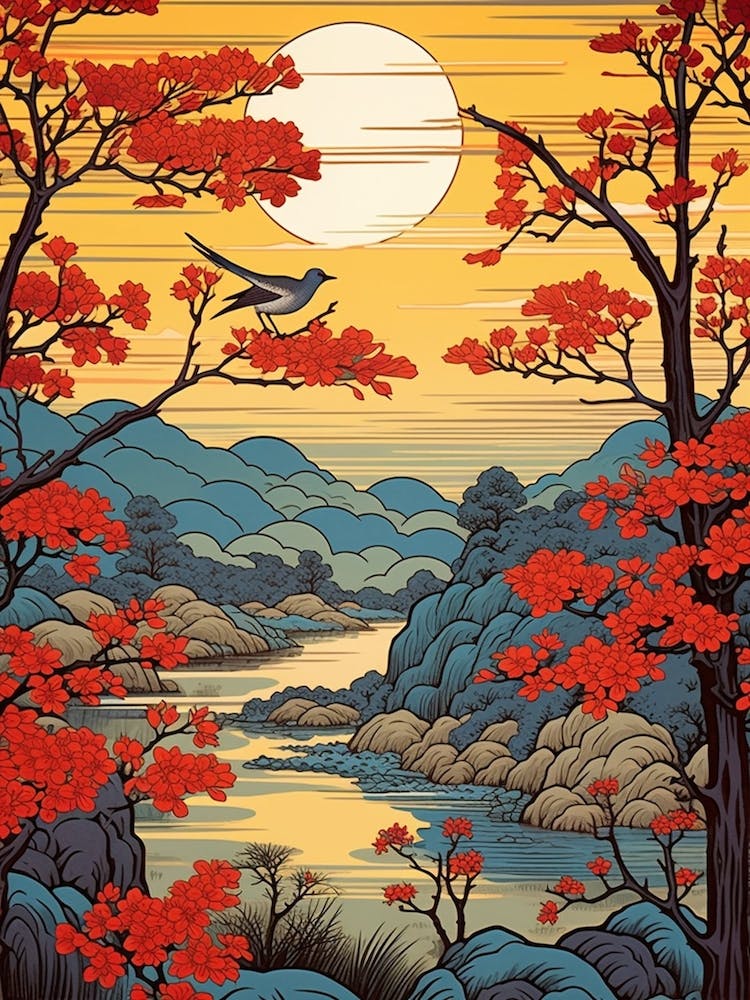 Oirase Stream, Japon Art de voyage vintage 3