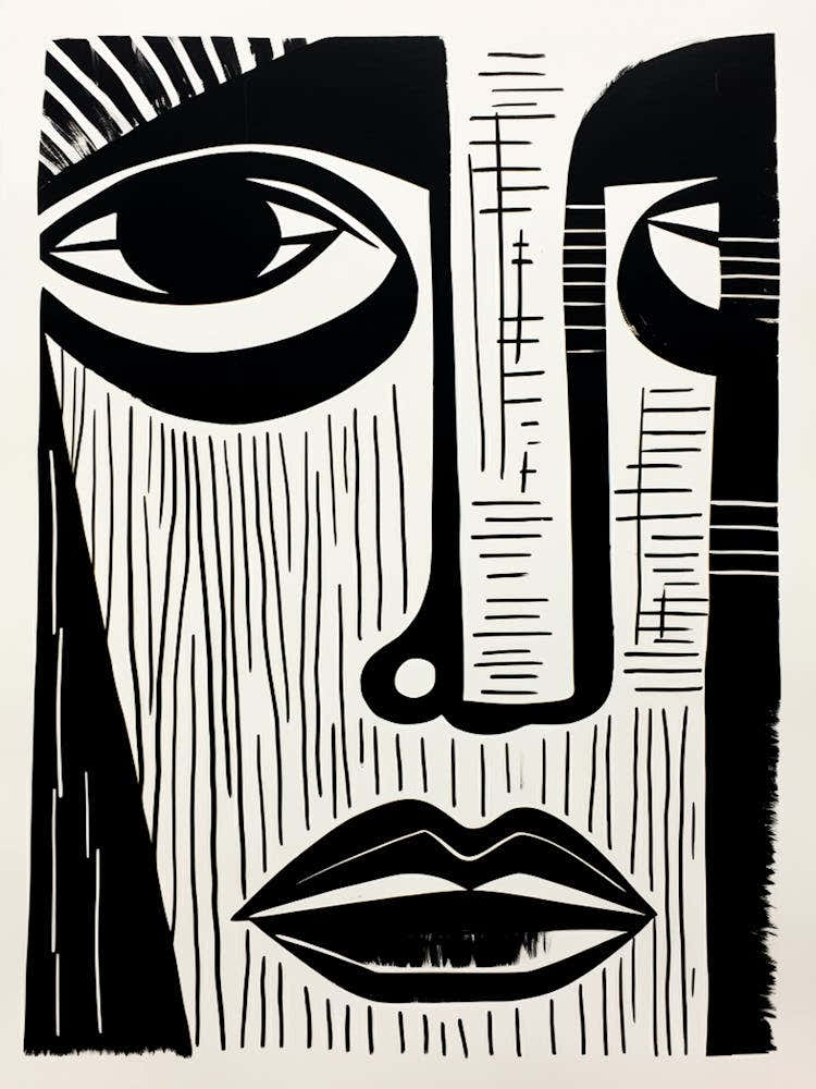 Eyes Linocut Inspired Portrait 4