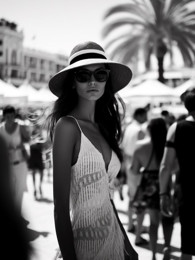 Frau in Cannes, Schwarz-Weiß-Analogfotografie 3