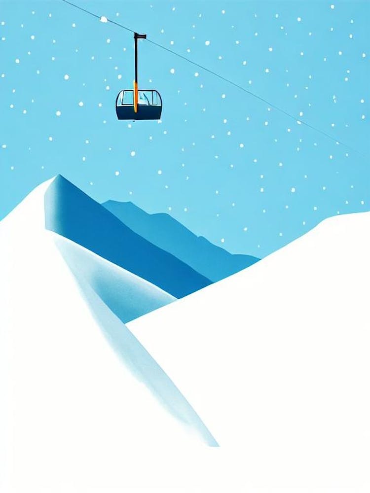 Saas Fee, Switzerland Minimal Skiing Poster