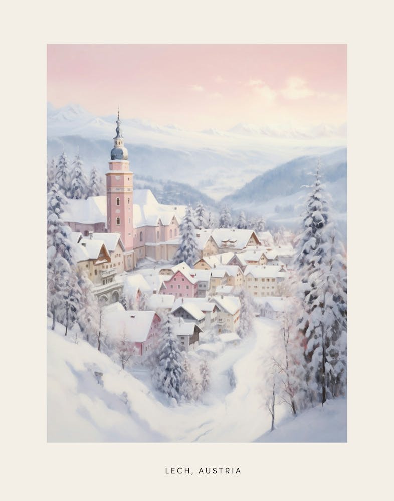 Dreamy Winter Painting Poster Lech Austria 1