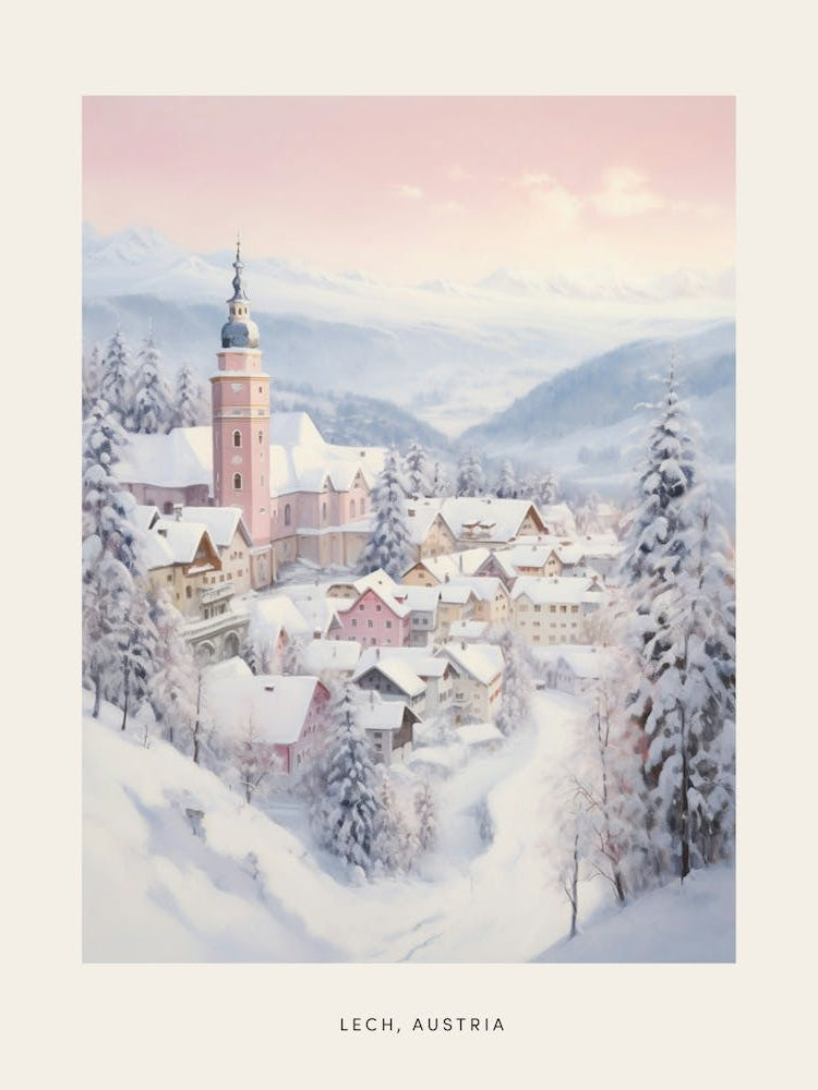 Dreamy Winter Painting Poster Lech Austria 1