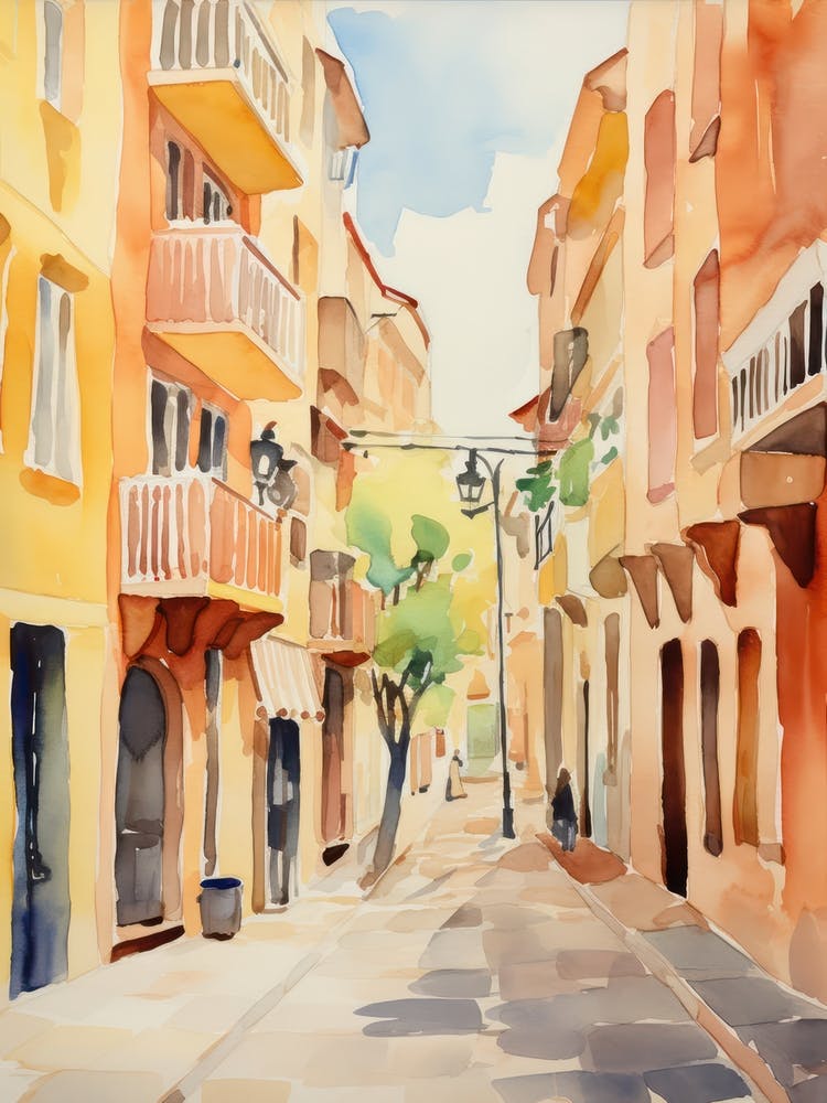 Cagliari, Italy Watercolour Streets 4