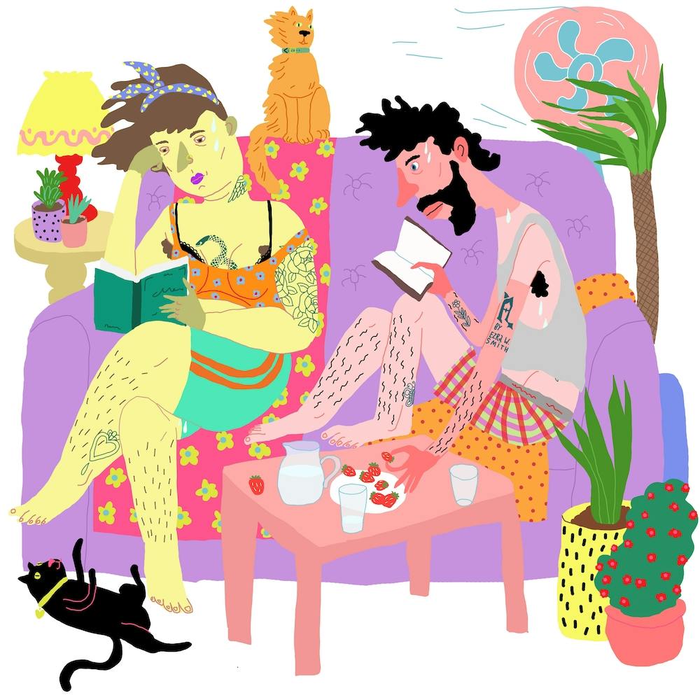 Heat Wave Couple On The Couch Square