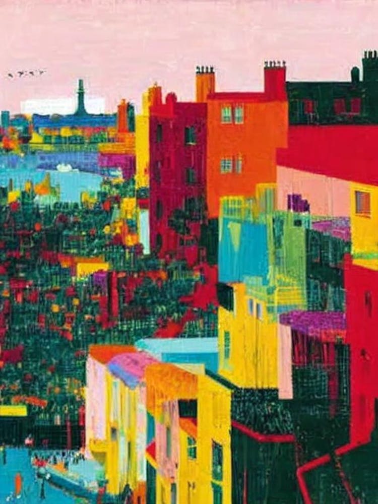 Brighton Beach, East Sussex Hockney Style