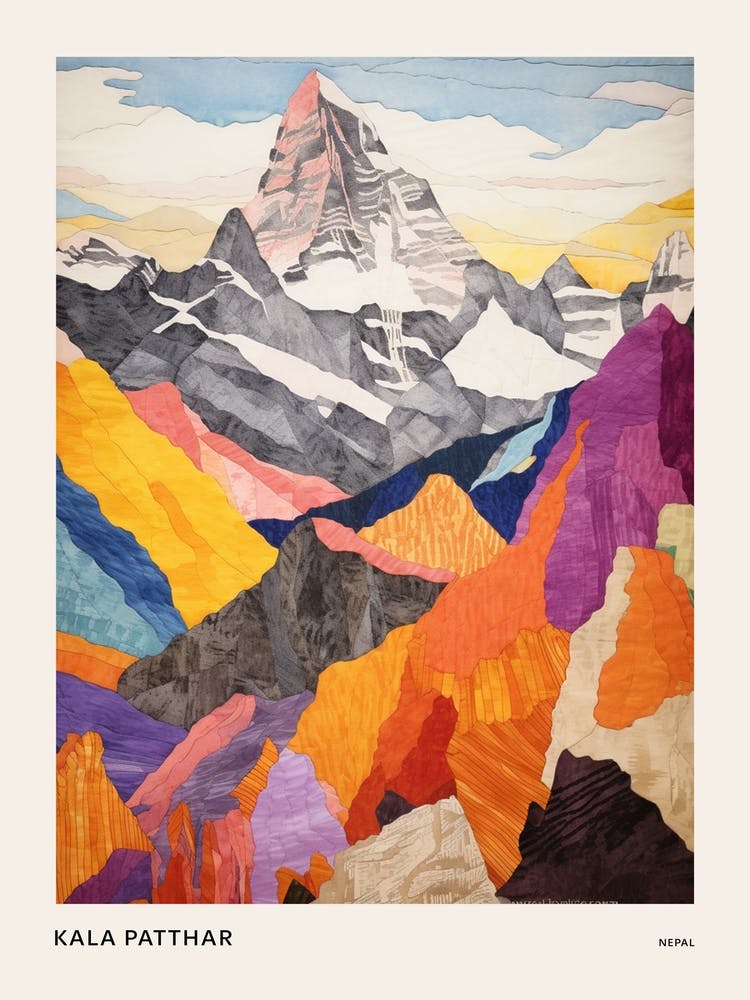 Kala Patthar Nepal 2 Colourful Mountain Illustration Poster