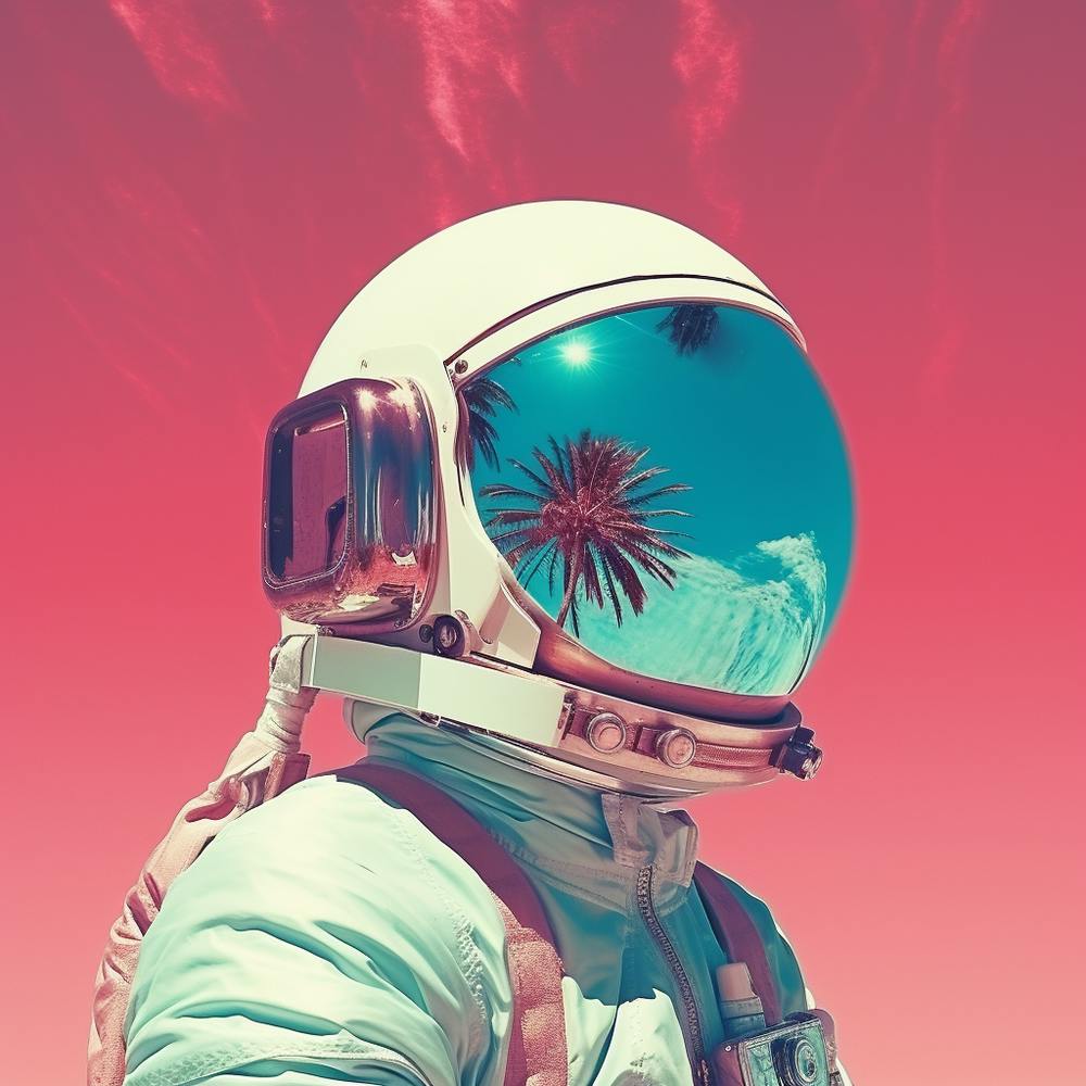 Risograph Style Surreal Astronaut Print 3