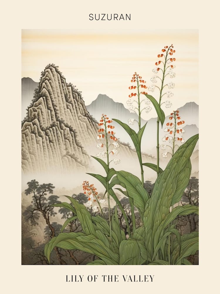 Suzuran Lily Of The Valley 1 Japanese Botanical Illustration Poster