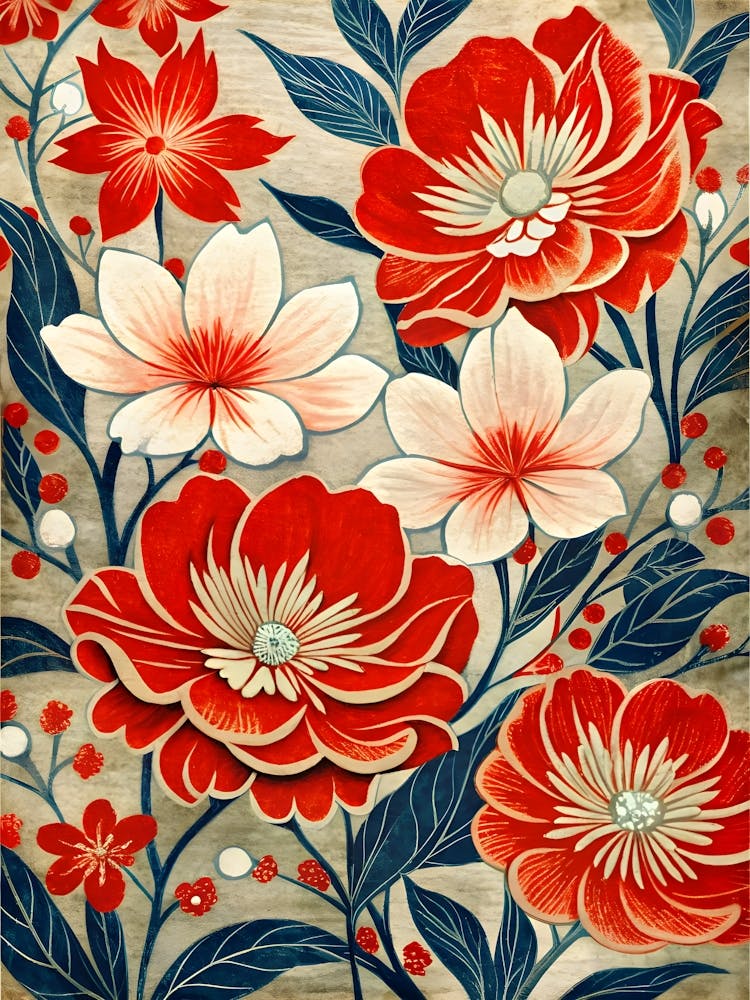 Red And Blue Flowers