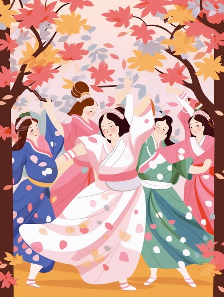 Awa Odori Dance Japanese Traditional Illustration 1