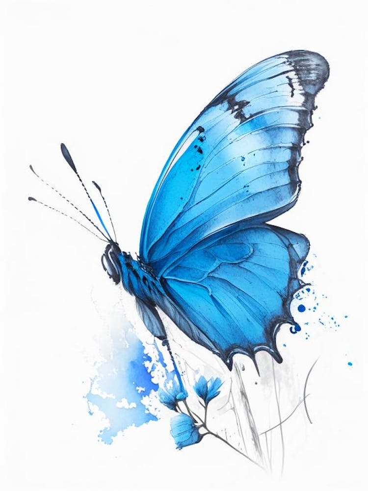 Common Blue Butterfly Graffiti Illustration 1