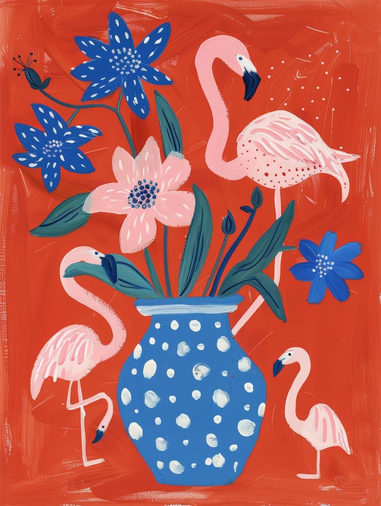 Flamingos In A Vase
