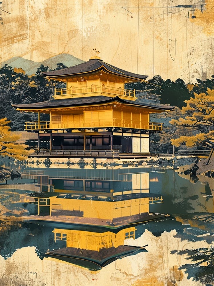 Kinkaku Ji Golden Pavilion In Kyoto Mid Century Modern 2