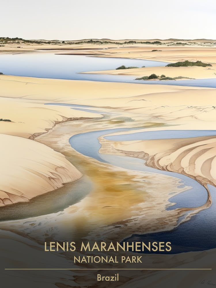 Lenis Maranhenses National Park Brazil Watercolour 3