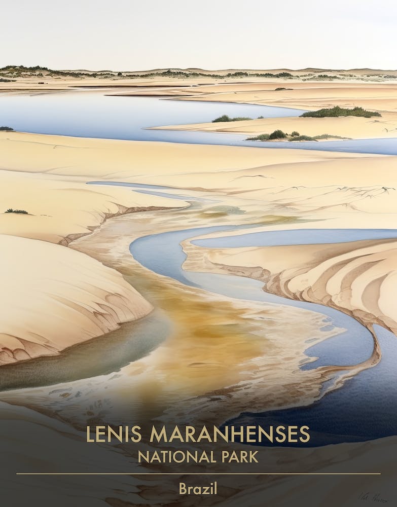 Lenis Maranhenses National Park Brazil Watercolour 3