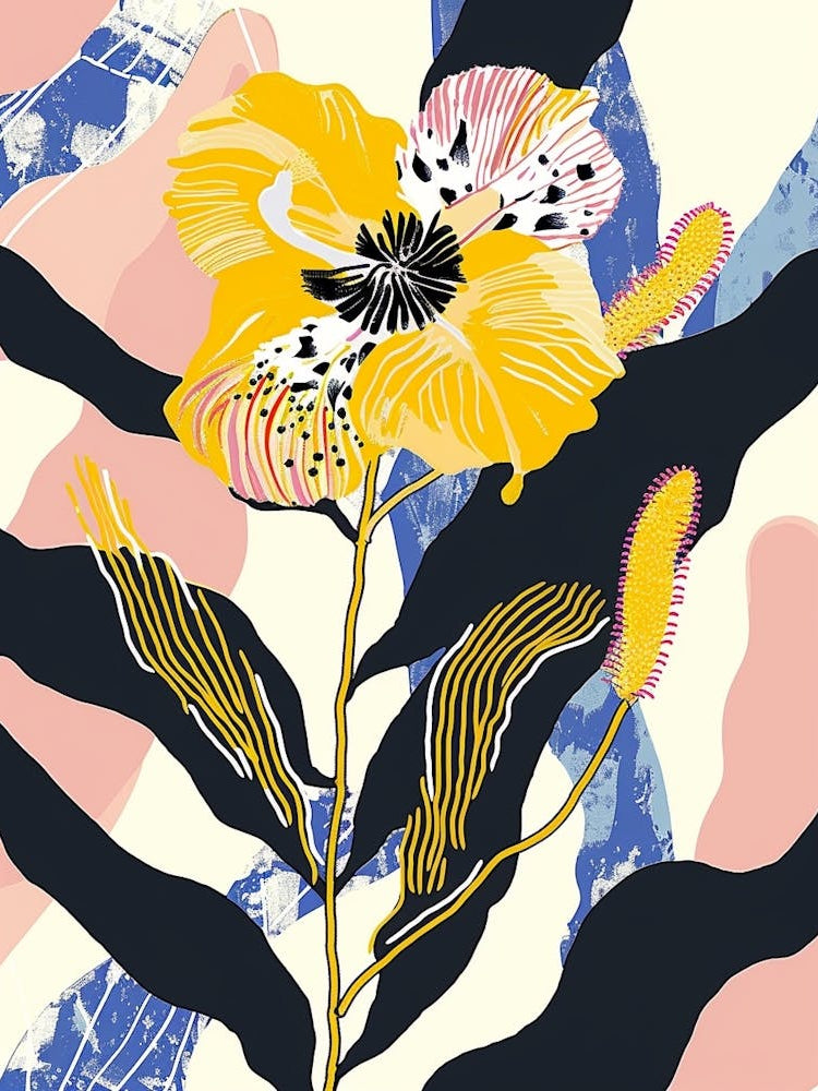 Colourful Flower Illustration Evening Primrose 3