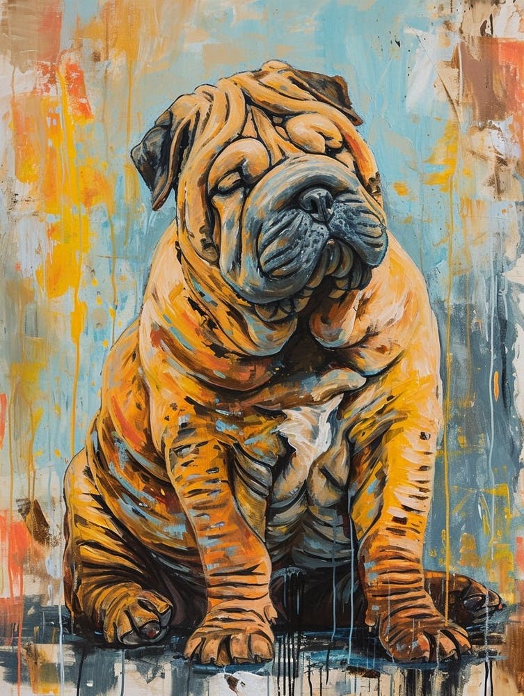 Chinese Shar Pei Acrylic Painting 2