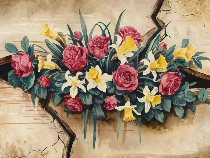 Roses And Daffodils
