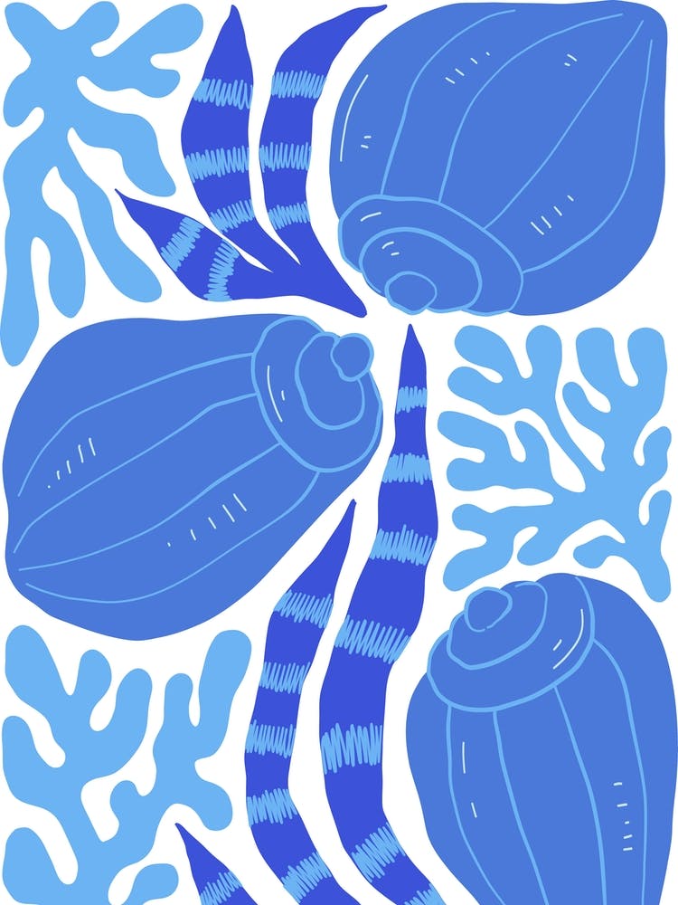 Blue Sea Shells Ocean Collection Boho
