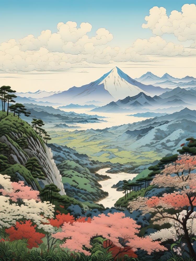 The Japanese Alps In Multiple Prefectures, Ukiyo E Drawing 2