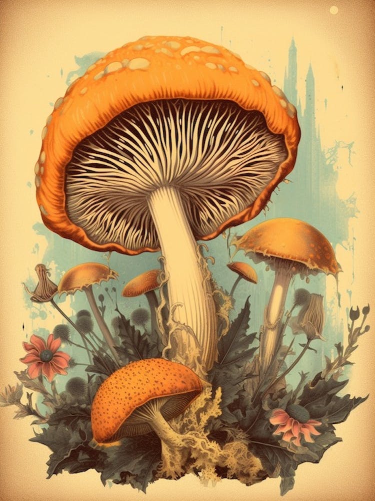 Vintage Storybook Mushroom