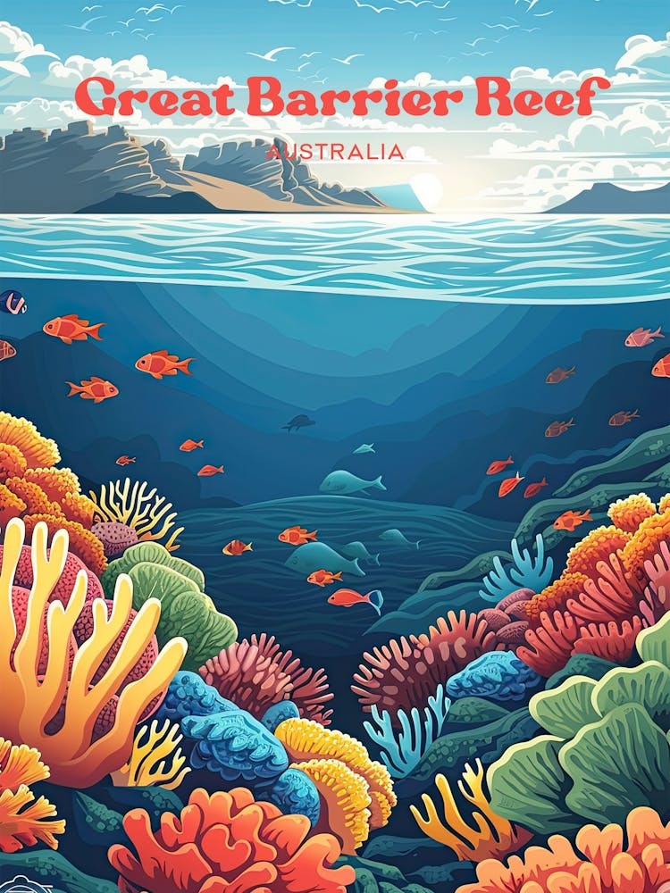 Grande Barrière de Corail Australie - Vie Marine - Illustration de Voyage Numérique