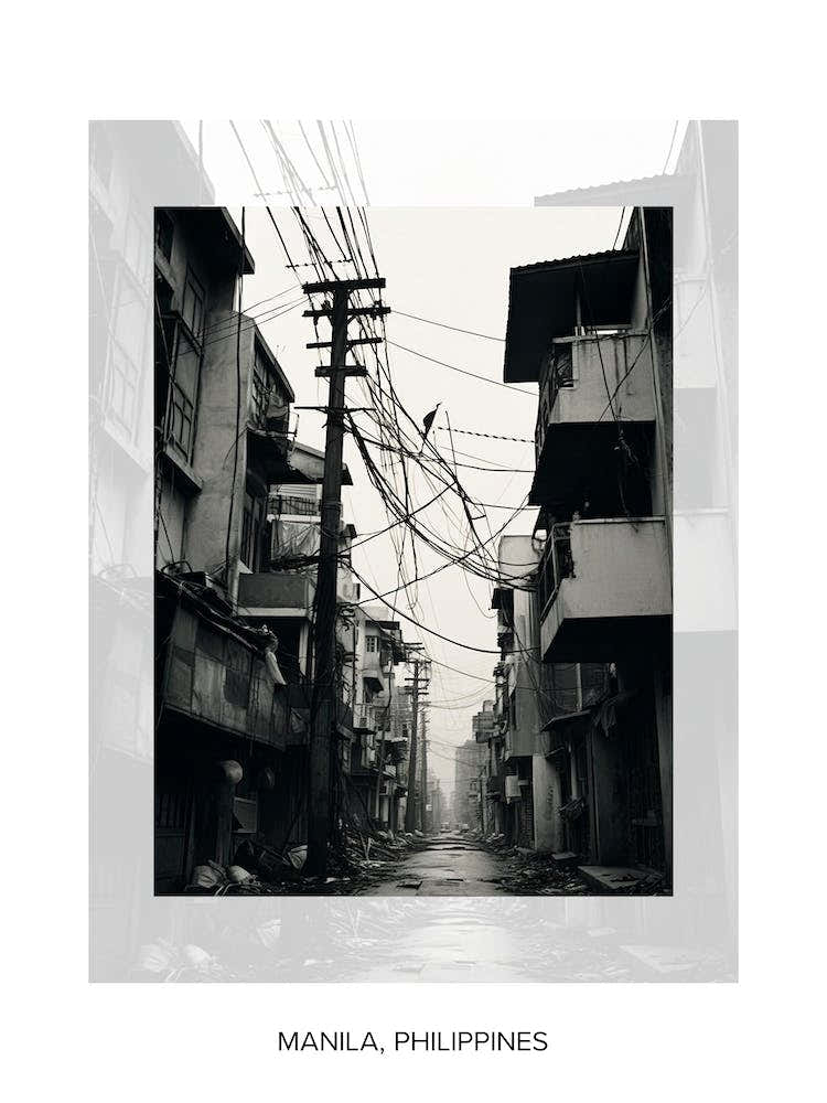Poster Of Manila, Philippines, Black And White Old Photo 2