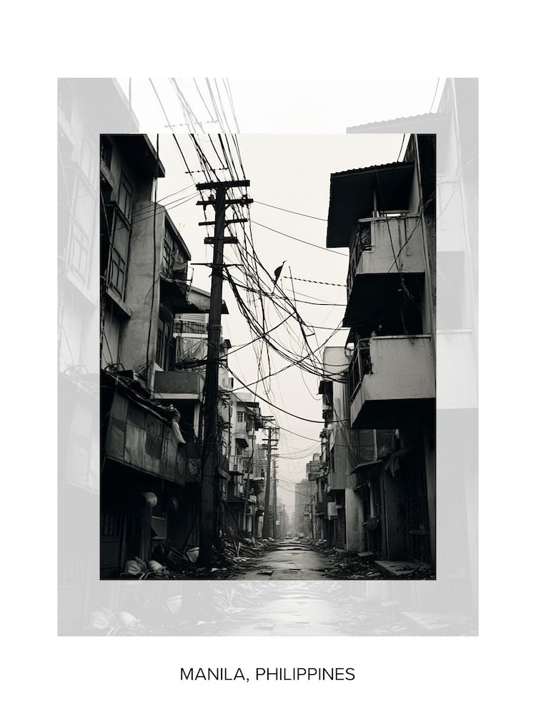 Poster Of Manila, Philippines, Black And White Old Photo 2