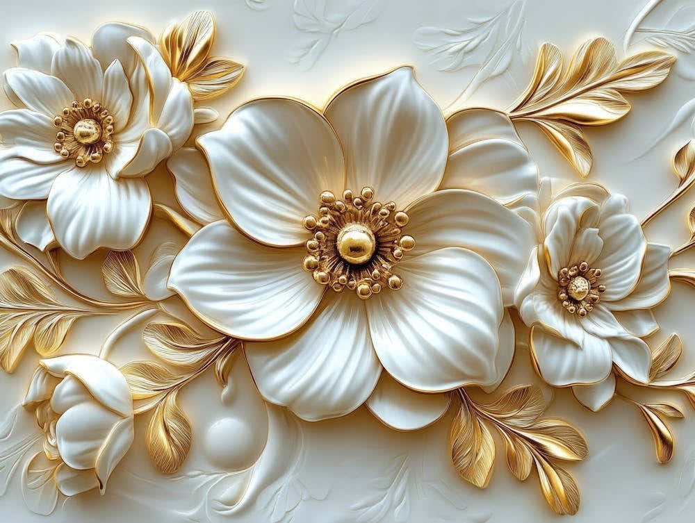 Print 3d Ceramic Tiles with A Beautiful Italian Style Golden Flower Design
