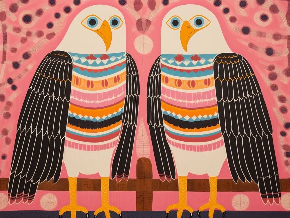 Bald Eagle 2 Folk Style Animal Illustration