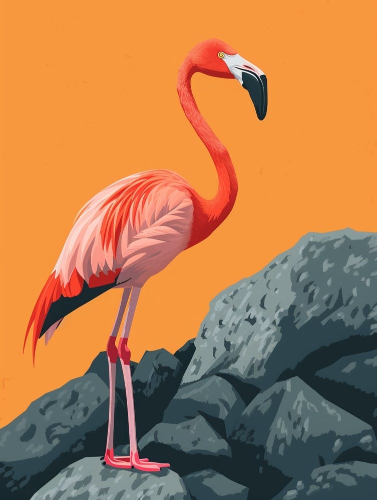 Greater Flamingo Galapagos Islands Ecuador Tropical Illustration 4