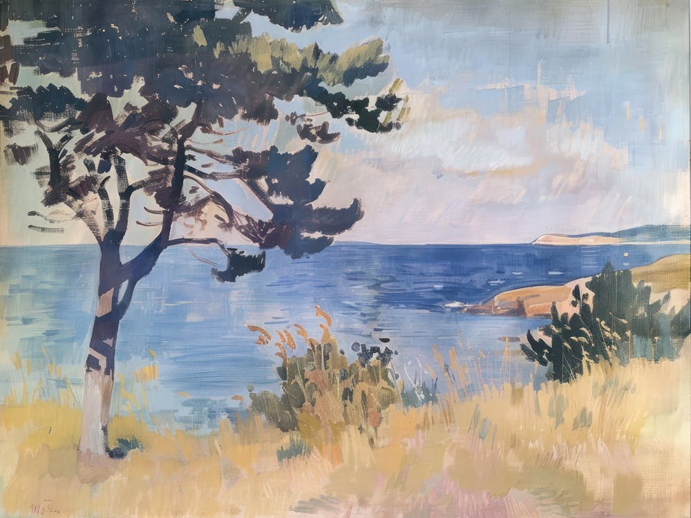 Shoreline Sonata Painting Inspired By Paul Cezanne