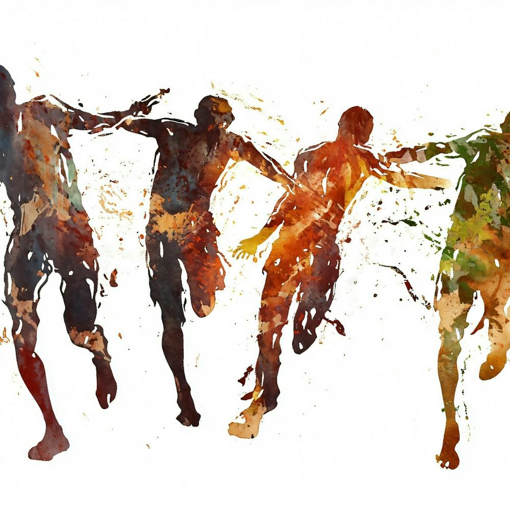 Olympic Runners Watercolor Illustration